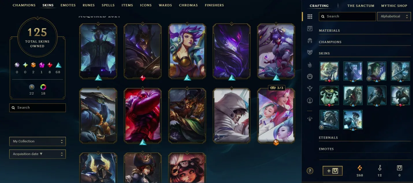 [EUW] Gold account handmade - lvl 383 - 124 skins with pretty skins + all champs
